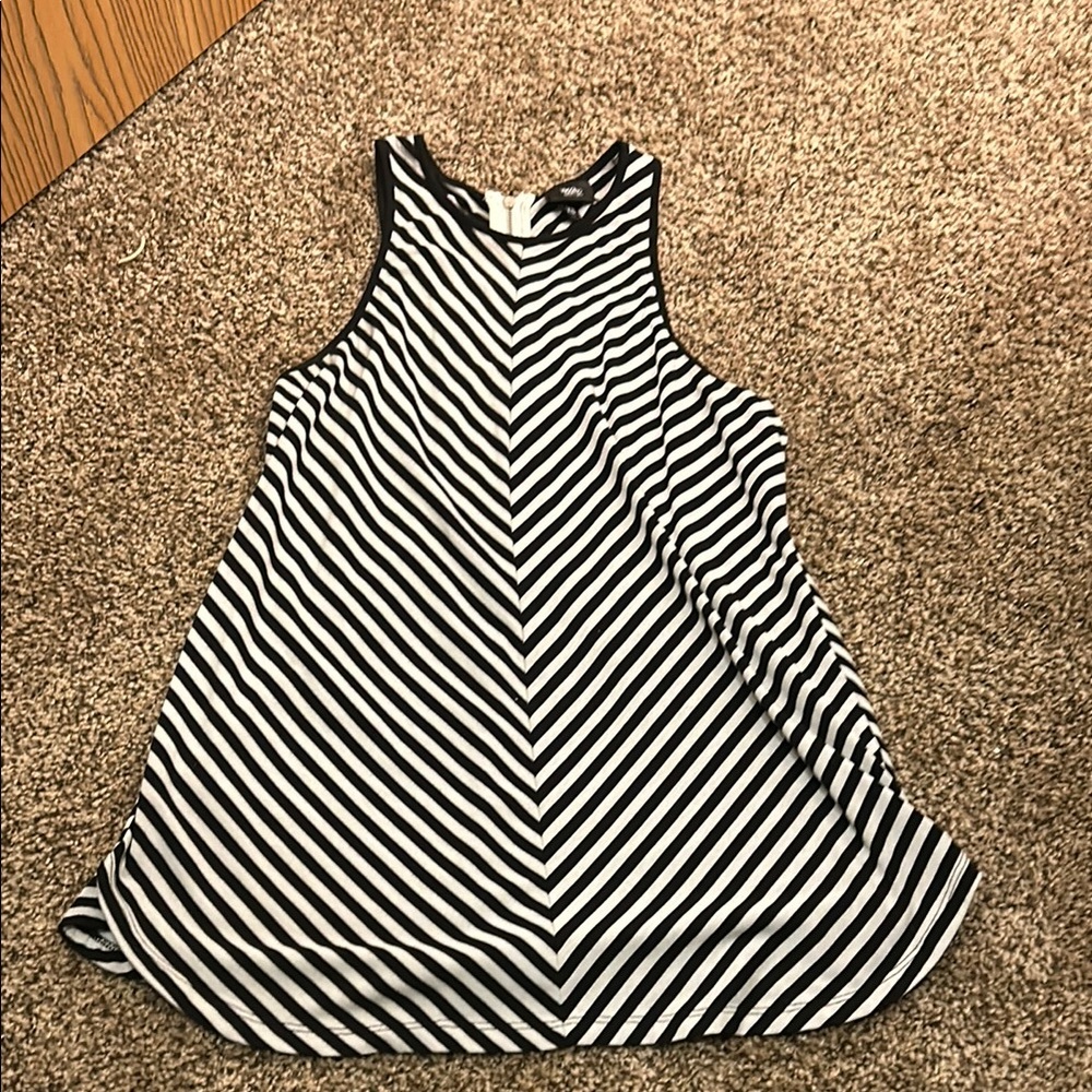 Striped Black and White Sleeveless Top